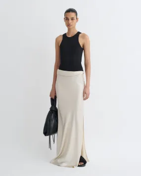 Letto - Mesh Jersey and Slip Satin Skirt - Creme/Black AdjustableClosure