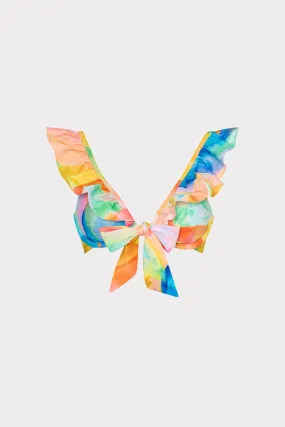 Rash Guard Material Watercolor Paint Stroke Ruffle Bikini Top