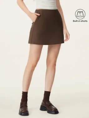 Layering Comfort Mid Rise Pull-on A-line Skirt with Pockets