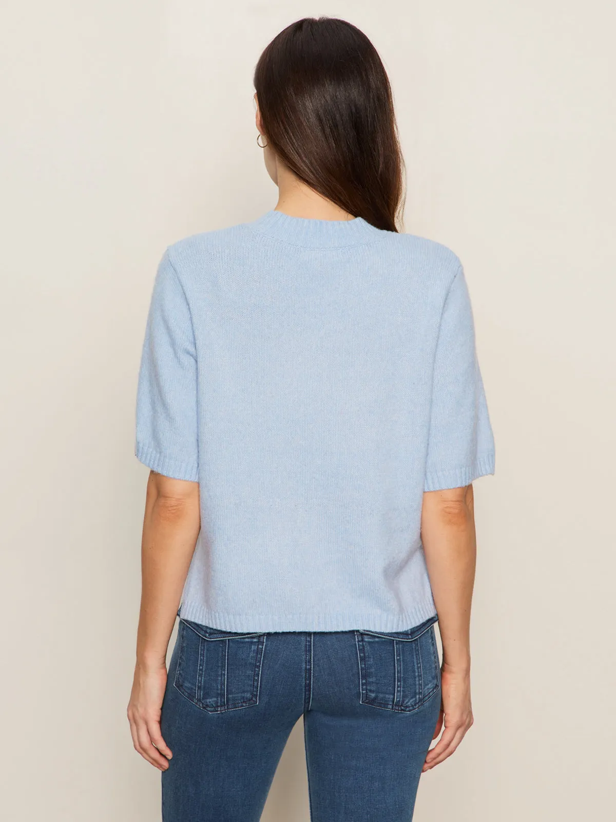 Perfect Sweater Tee Blue Powder Scoop neck
