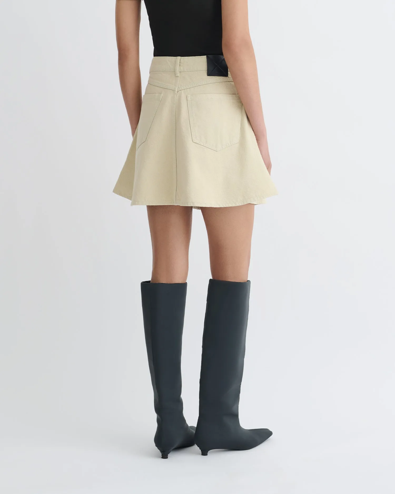 Minimalist Style Family Style Comfy Neah - Denim Mini Skirt - Beige