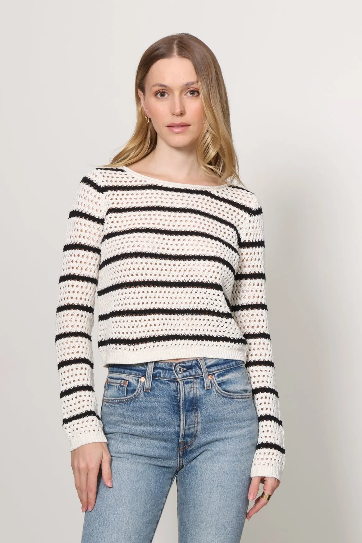 Kit Stripe Crochet Sweater Sweat Absorbent Inner Layer