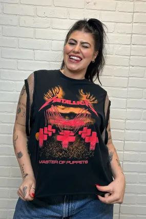 Subtle Texture Weave WrinkleResistantFinish Metallica Double-Sided Chain Tank