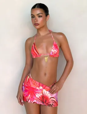 CIANA BIKINI TOP - PINK : FLORAL : PINK TROPICAL Odor Control Fabric Seasonal Trend Swim