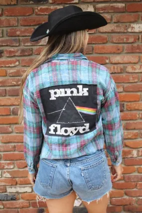 Pink Floyd Acid Wash Cropped Flannel GarmentWashed Softness
