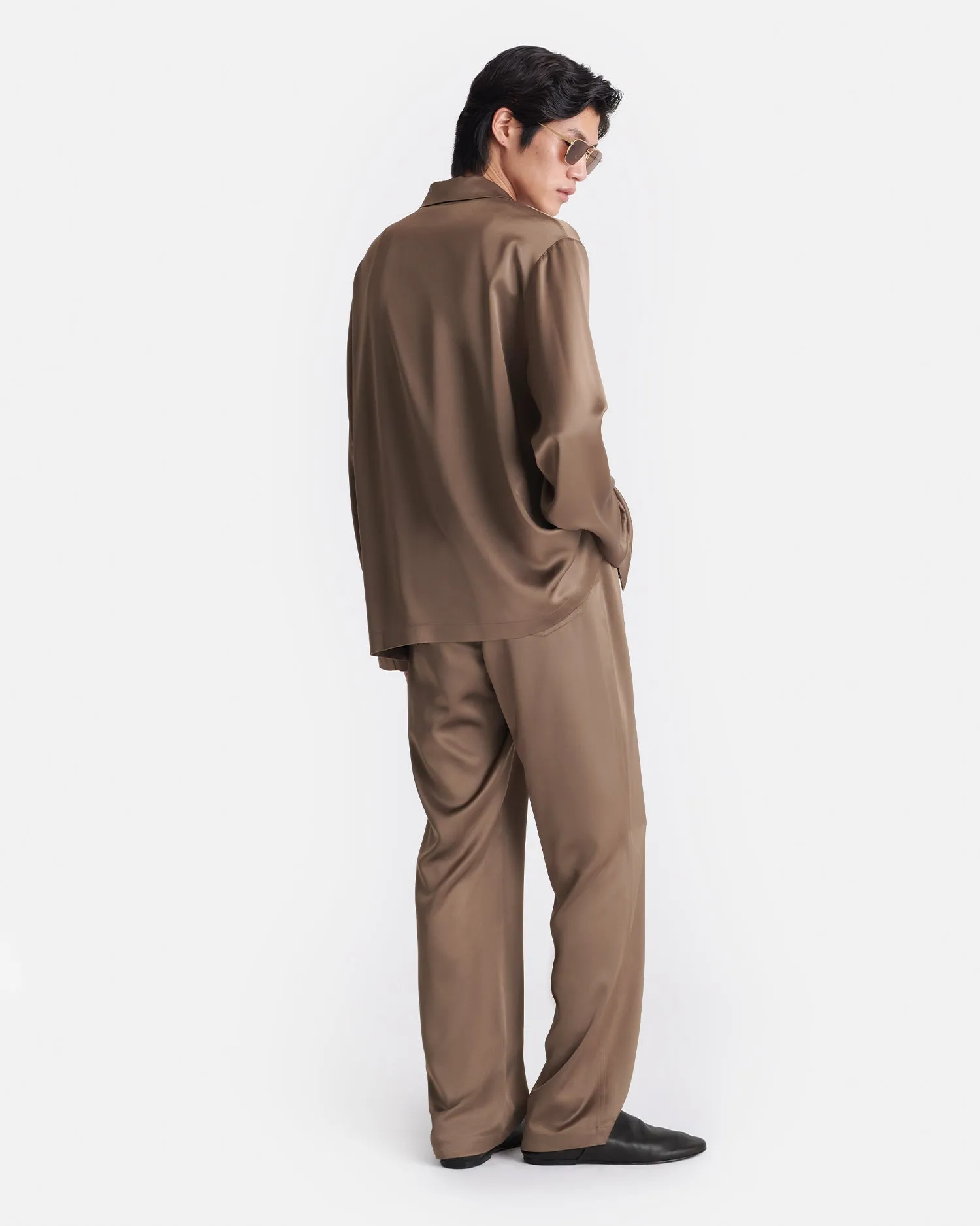 Durable Overlock Stitch Jelmer - Slip Satin Shirt - Coffee Bean