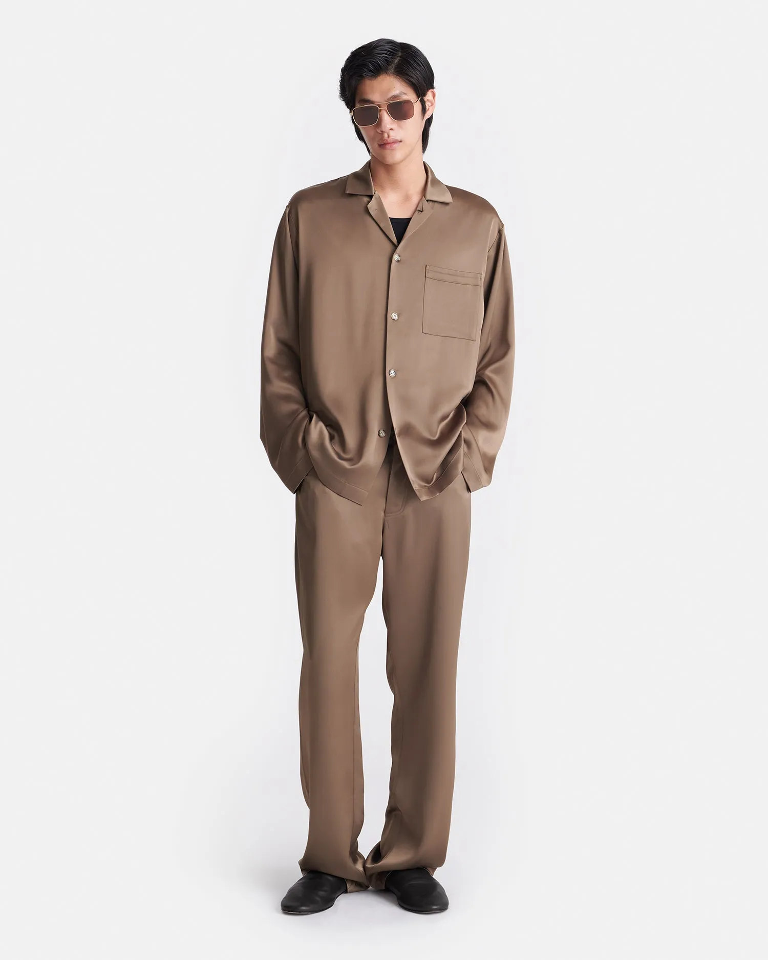 Wedges Jelmer - Slip Satin Shirt - Coffee Bean