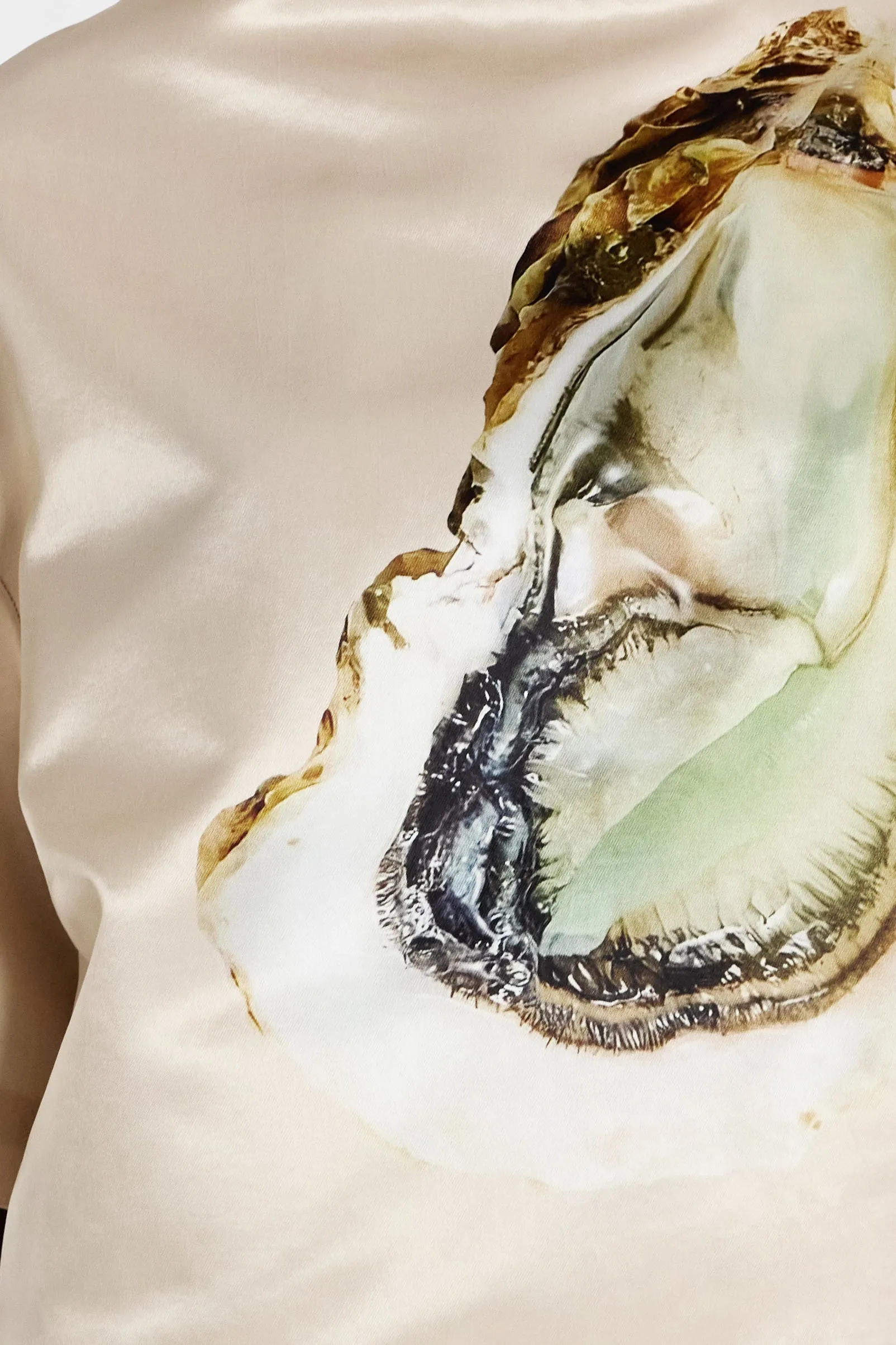 Oyster Satin Top Peach Moisture wicking Yarn Dye Stripe