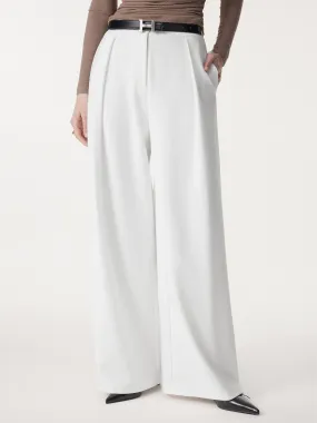 Non-sheer Airy Mid Rise Pleated Airy Trouser with Pockets Convertible legs Breathable Lining