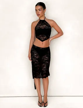 SIYA LACE TOP - BLACK : LACE : BLACK LACE Subtle Texture Weave