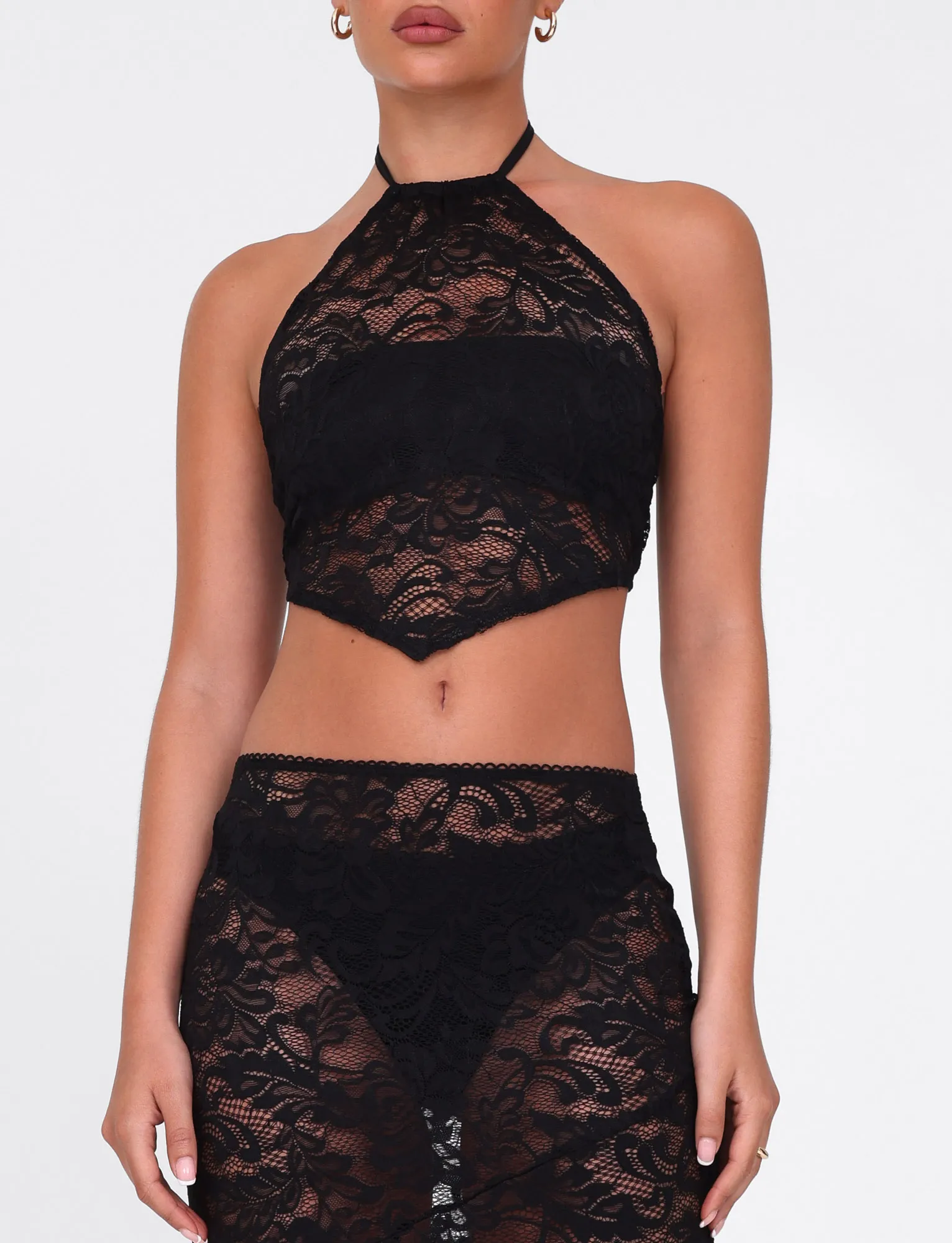 HeatPressedLogos SIYA LACE TOP - BLACK : LACE : BLACK LACE