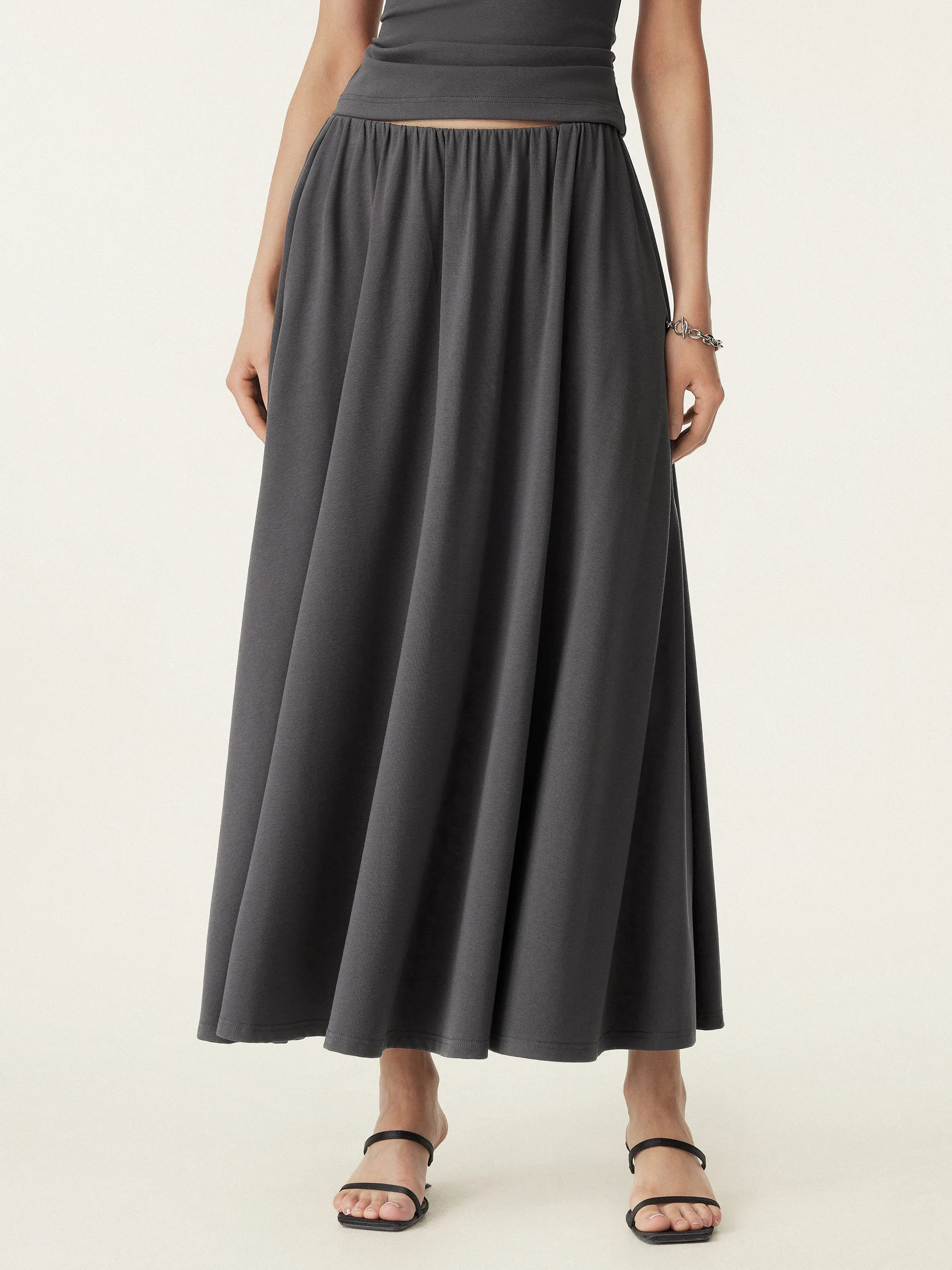 Umbrella Maxi Skirt with Pockets Non Binding Waist