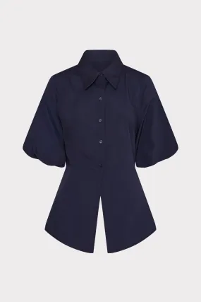 Tie Back Poplin Button Down Shirt Ultra Soft Handfeel Lightweight