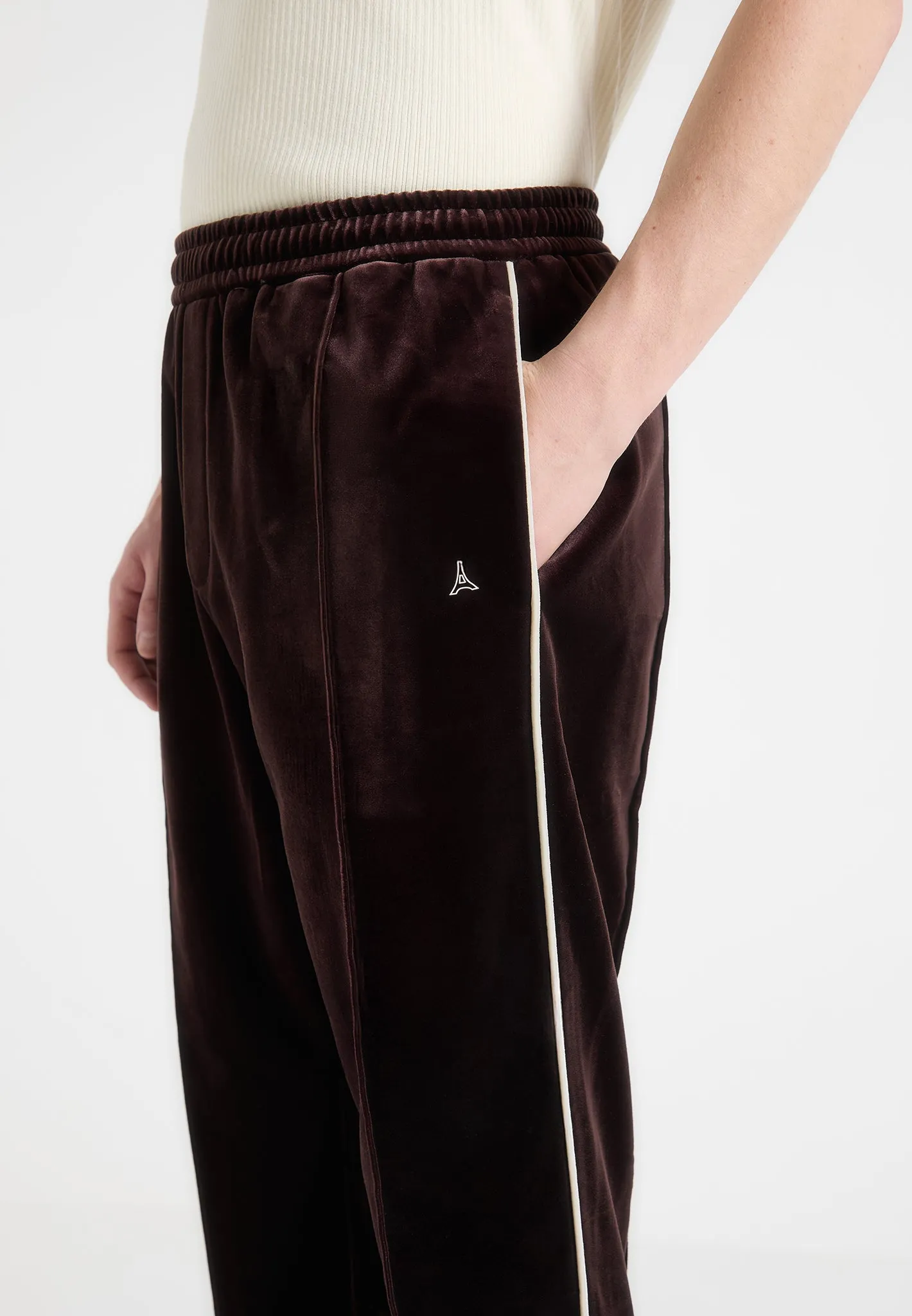 Eiffel Velour Track Pants - Brown Thermal Regulating Fabric