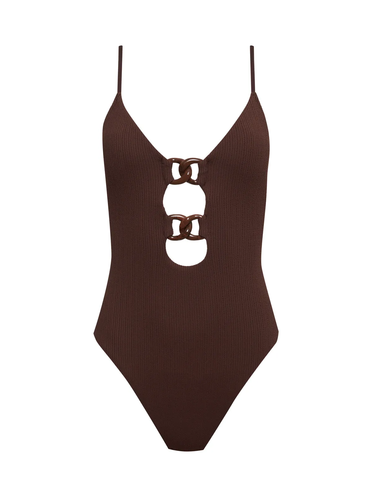 Stay Connected One-Piece Swimsuit Espresso Sport Hoodie LowProfileSeams