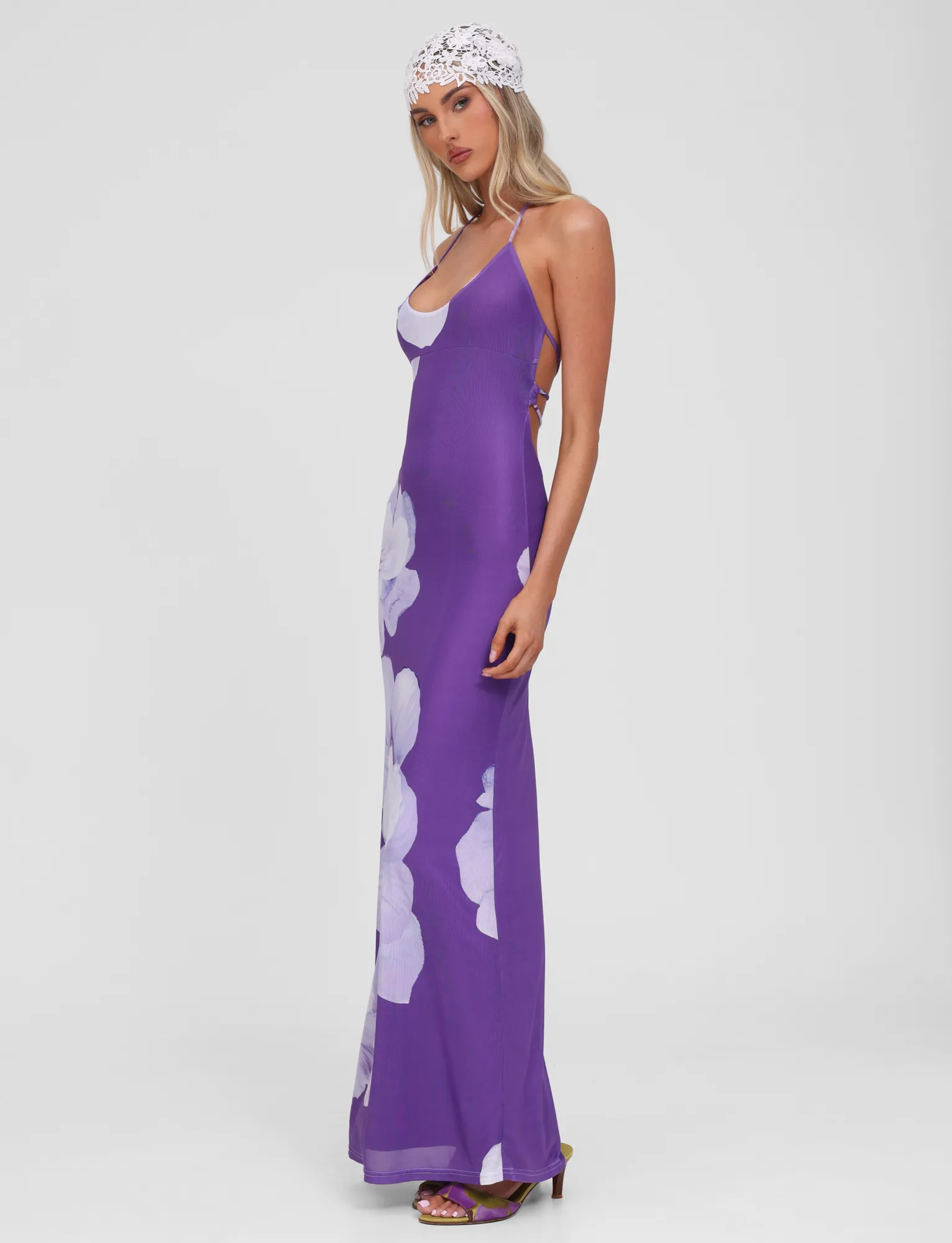 NOUR MESH MAXI DRESS - PURPLE MACRO FLORAL Fresh Form garden wedding