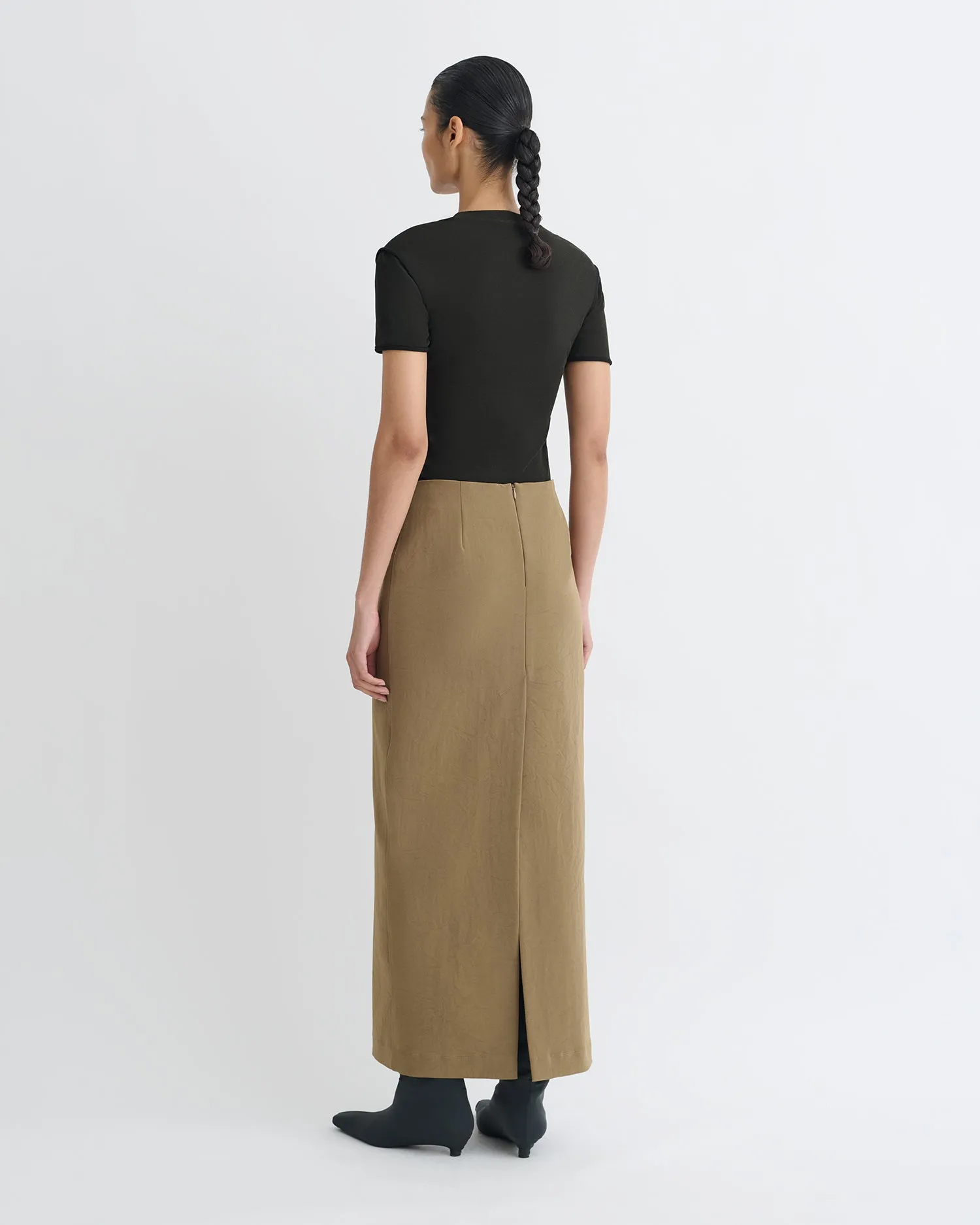NonRestrictiveCut Formal Blouse Nya - Paper Jersey Midi Skirt - Brown