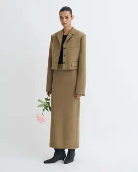 Oversized Silhouette Nya - Paper Jersey Midi Skirt - Brown