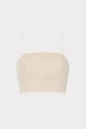 Tencel Lyocell Fiber Reinforced Neckline Detail Nyrie Linen Contrast Crop Top