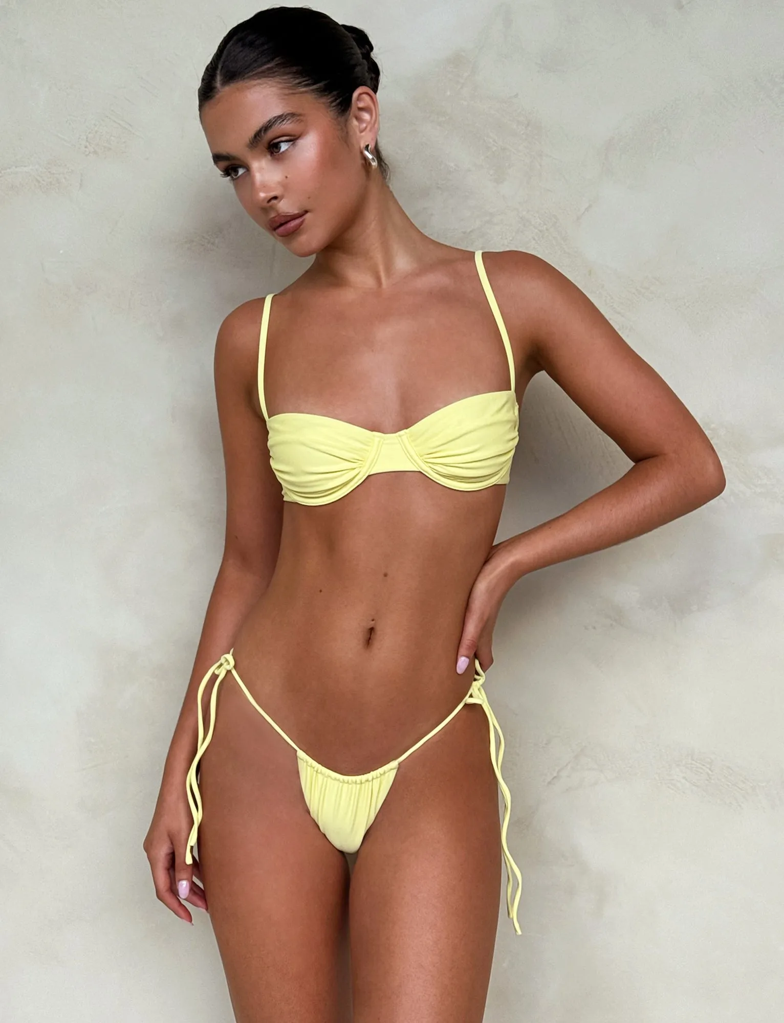 KHESSA BIKINI TOP - YELLOW : LEMON Side Strap Bold colors