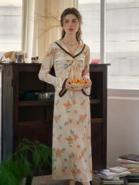 Odessa V-Neck Floral Dress Drawstring-Waist