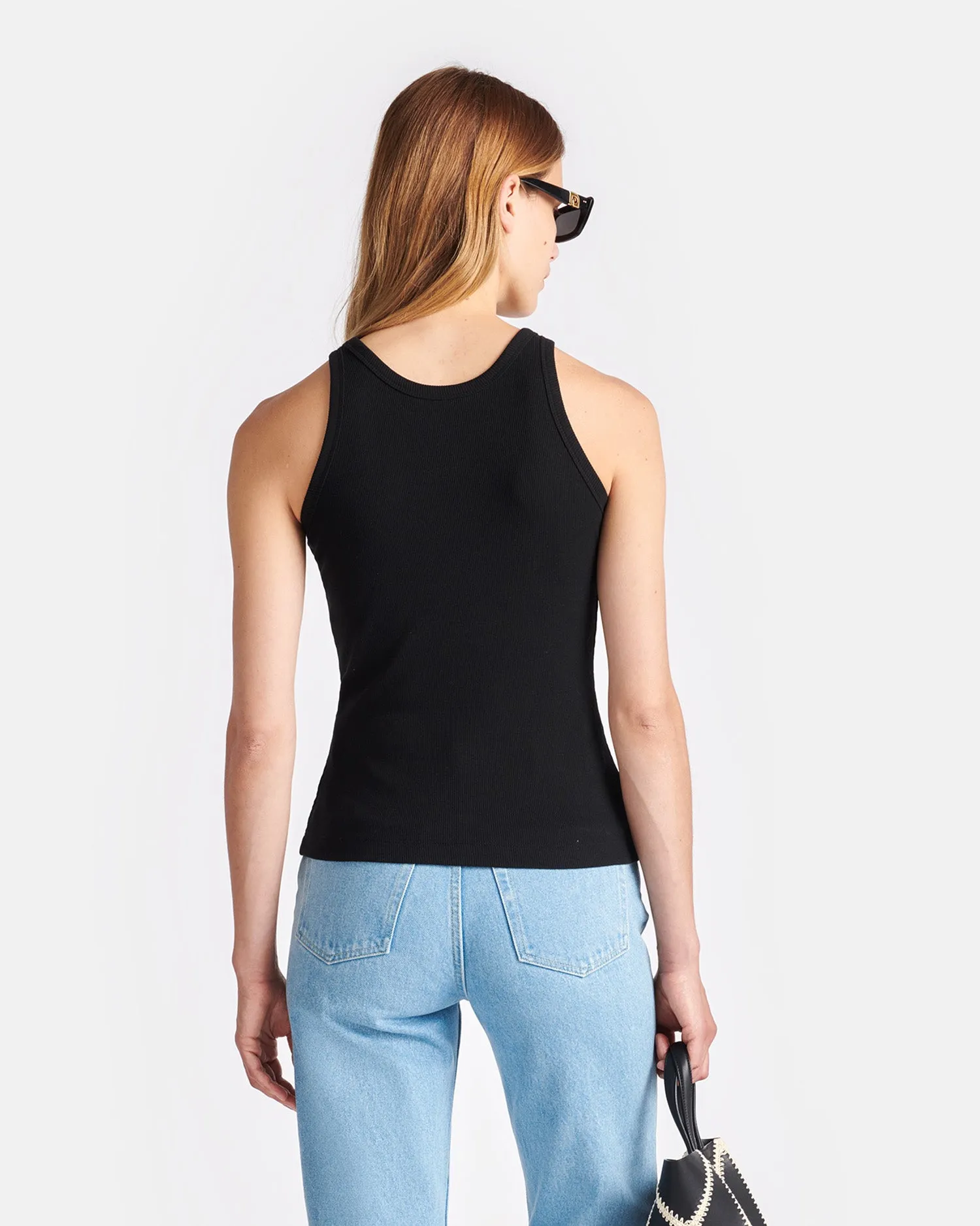 Double Layered Fabric Herve - Ribbed-Jersey Tank Top - Black