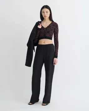 Dovie - Cropped Cardigan - Symbol Tile Mahogany Durable Elasticity