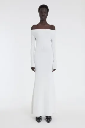 Knit Maxi Off Shoulder Dress Ivory LowProfileZipper