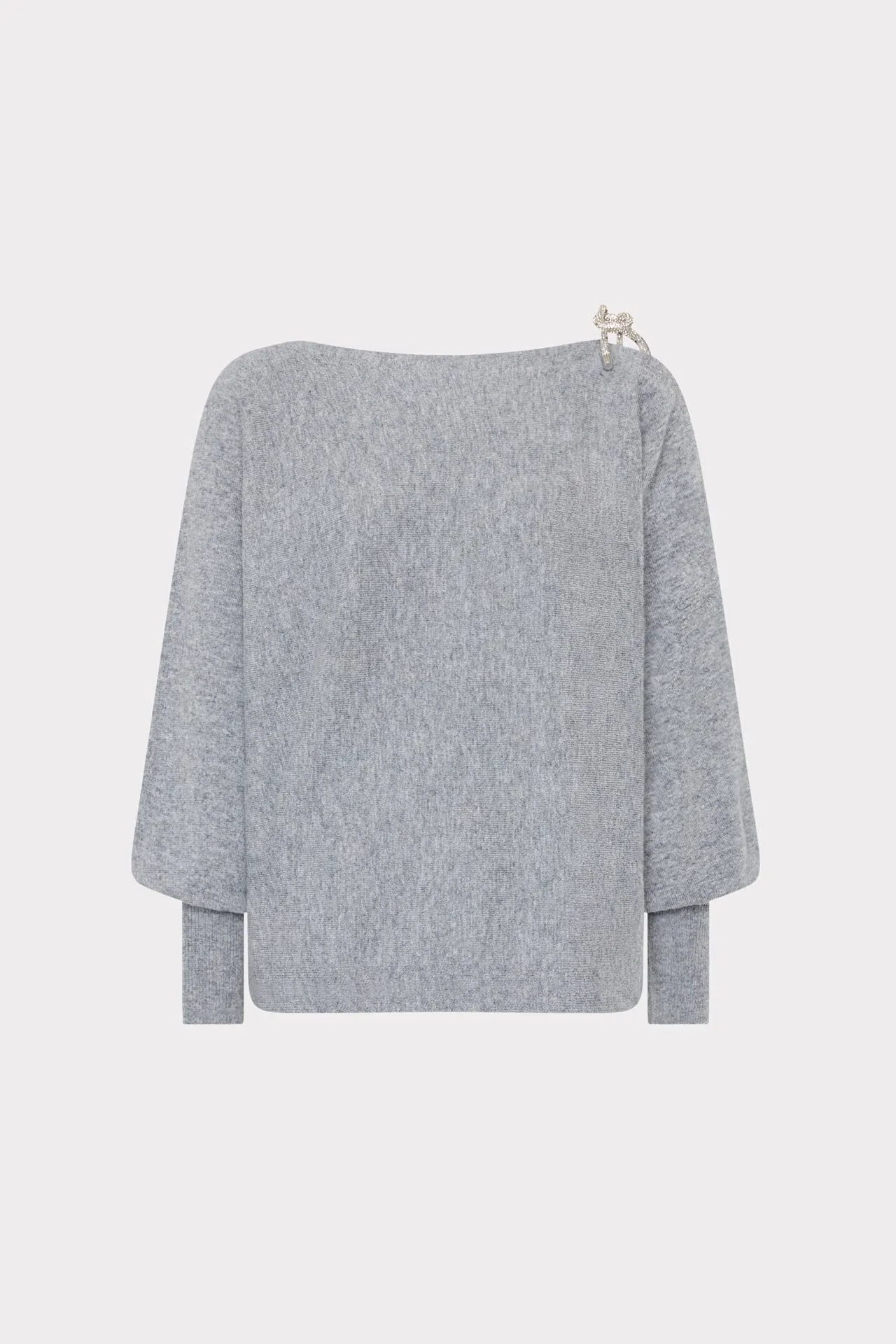 AirflowVents ReflectiveAccents Ida Crystal Bow Cold Shoulder Sweater