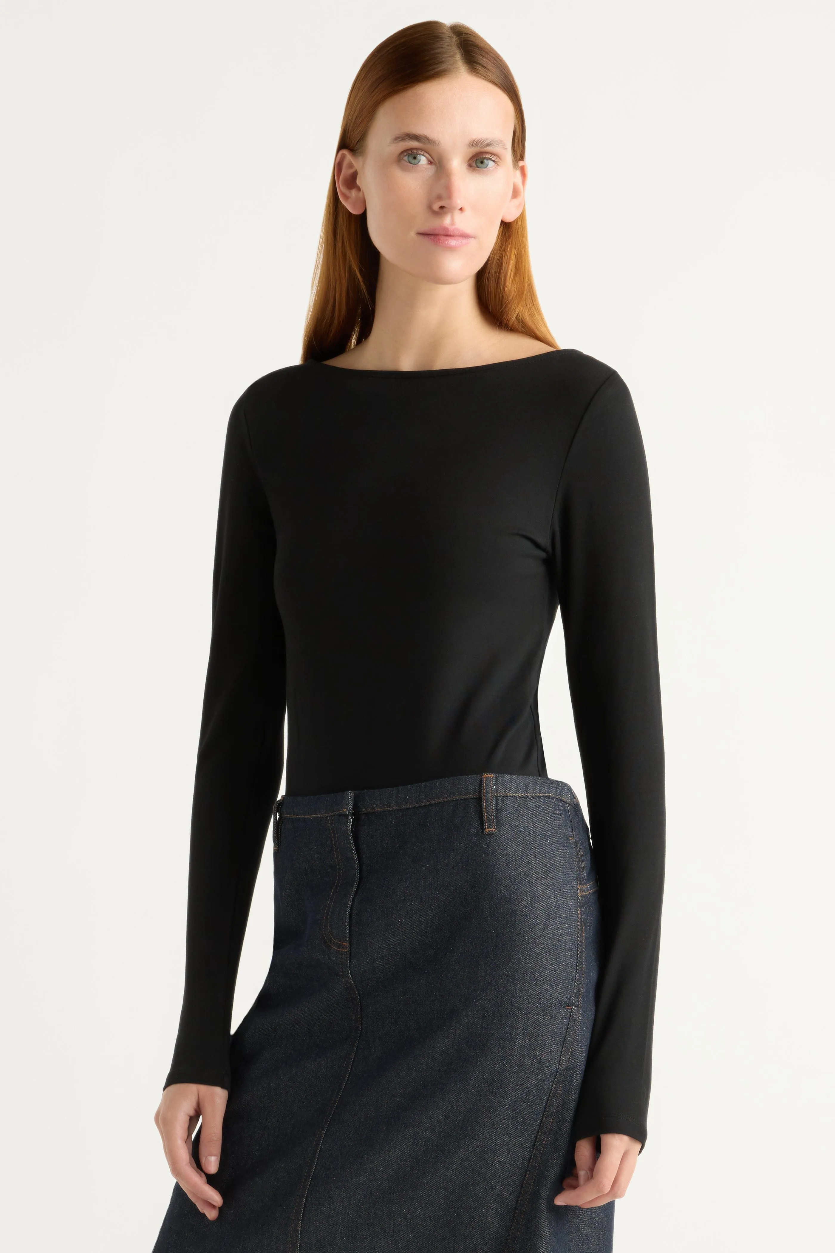 Lainey Organic Cotton Slit-Neck Tee ConvertibleCollar