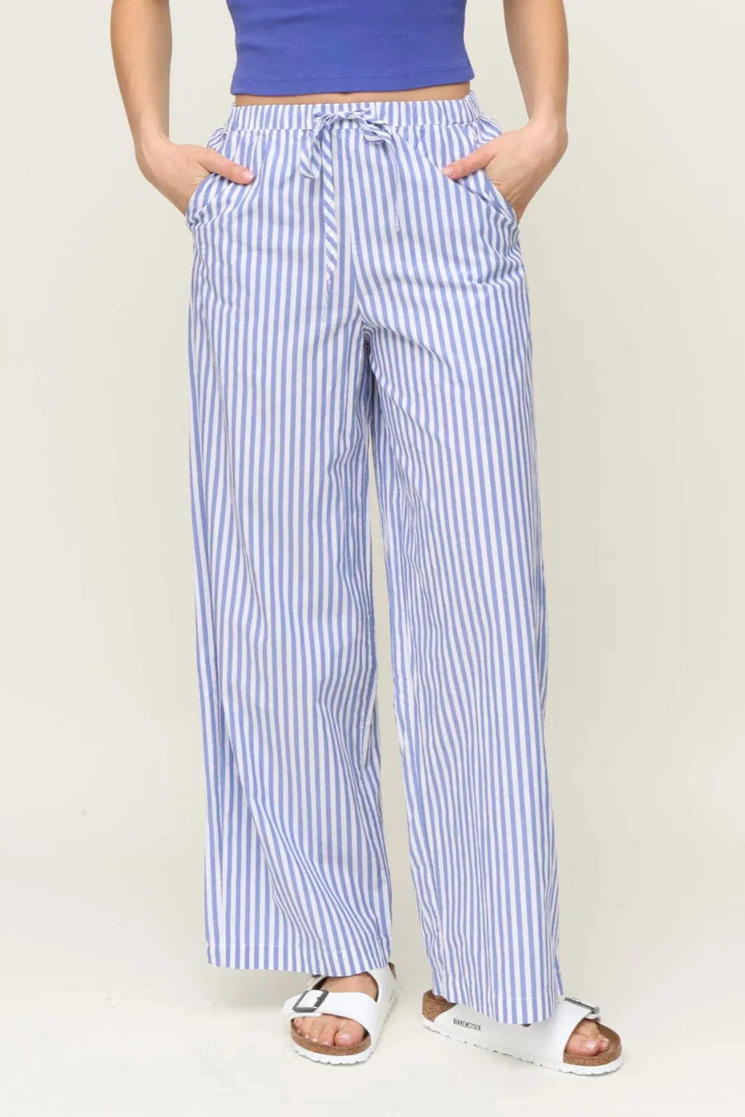 Comfort waistband Emmie Striped Cotton Pant