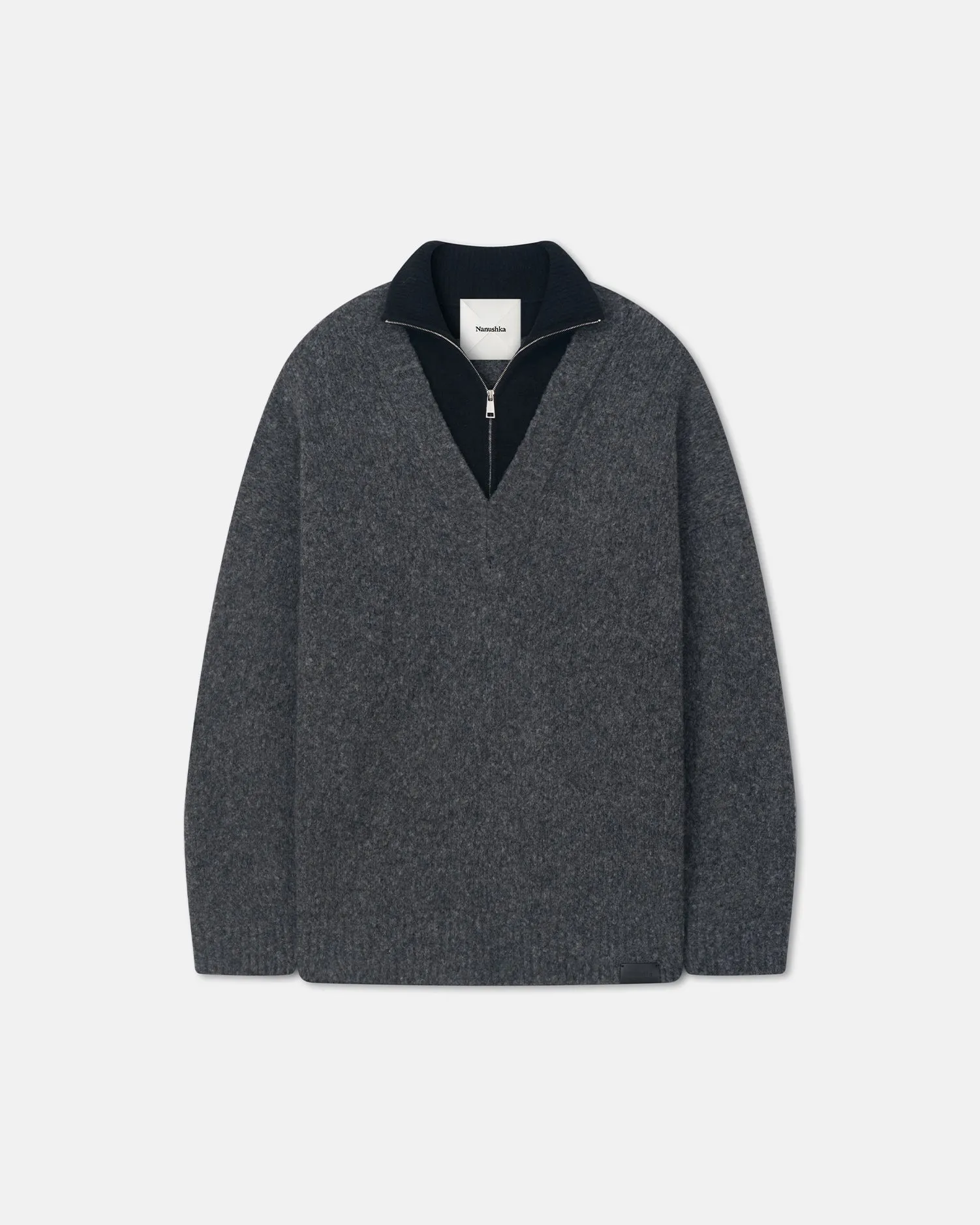 Kylen - Contrast Brushed Merino Sweater - Charcoal/Black LowImpact Dye Process