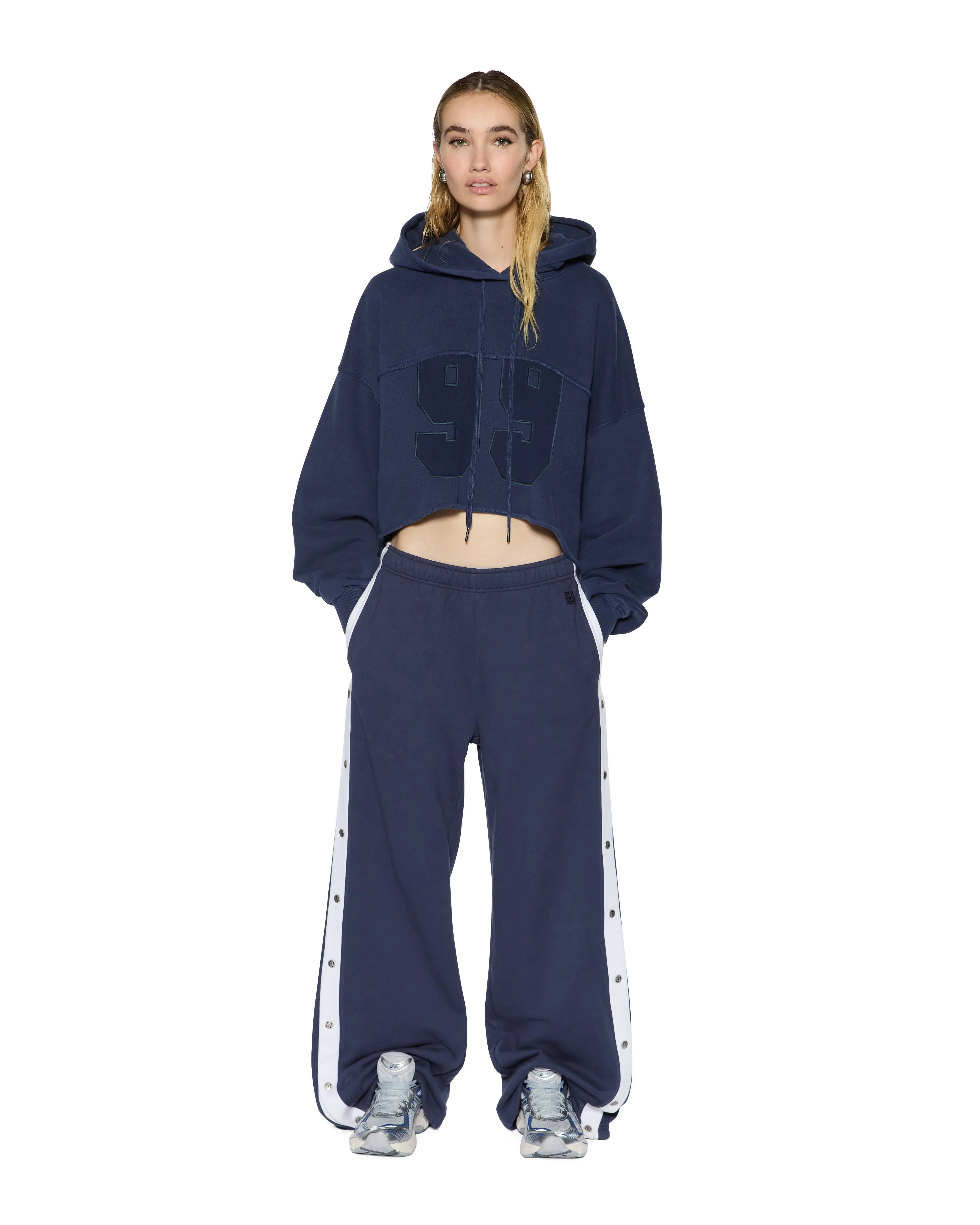 OH G HOODIE CROPPED INK BLUE Chilly Weather Knit Soft Knit Piece