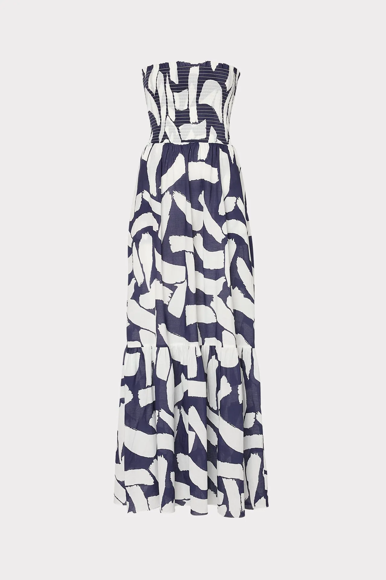 Olen Graphic Brushstroke Strapless Maxi Dress Built In Liner