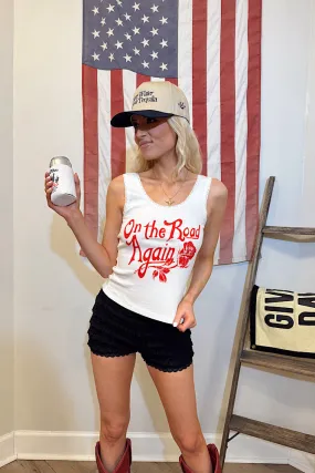 Bonded Hemline Lightweight pullover On The Road Again Vintage Lace Tank