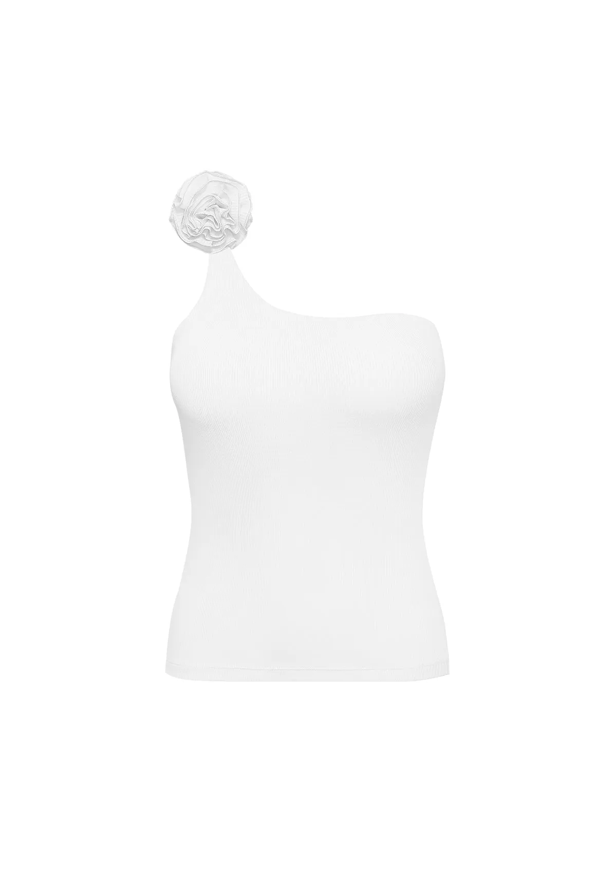 One-Shoulder Floral Tank Top Compression Fit Sporty Blouse