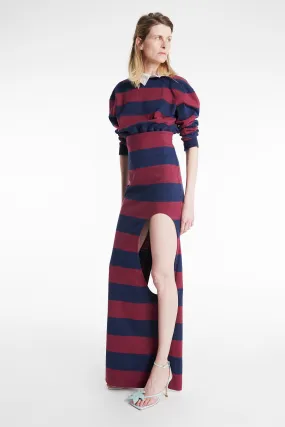 Pencil Skirt With Cut Out Burgundy Navy Subtle Shimmer