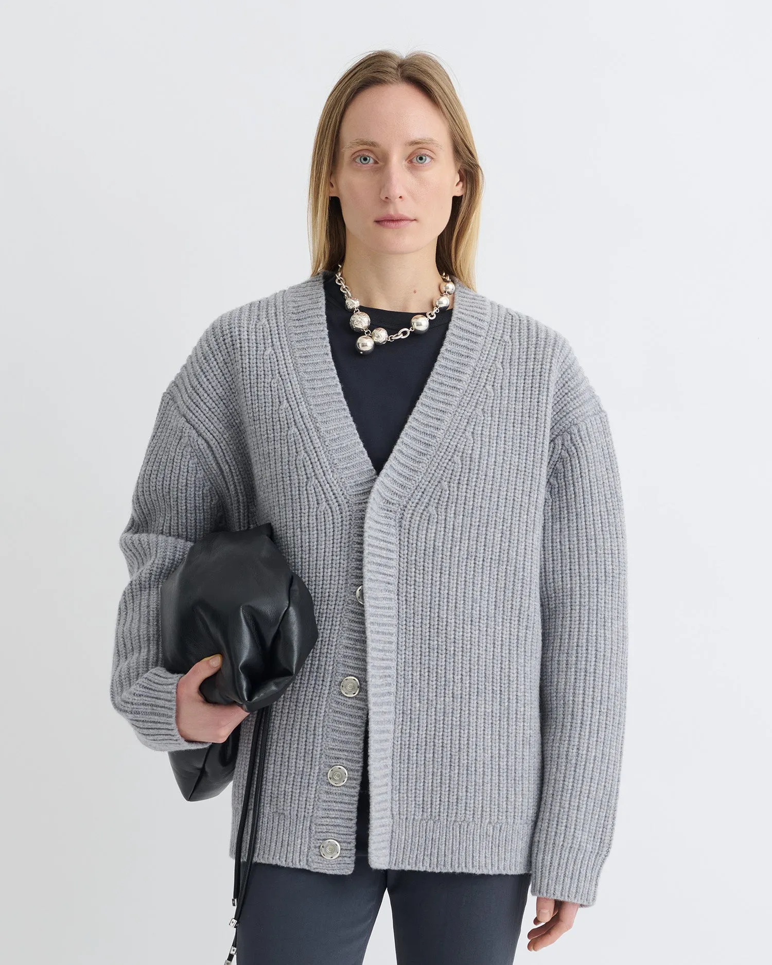 Essential Drape Varten - Merino and Cashmere-Blend Cardigan - Light Grey
