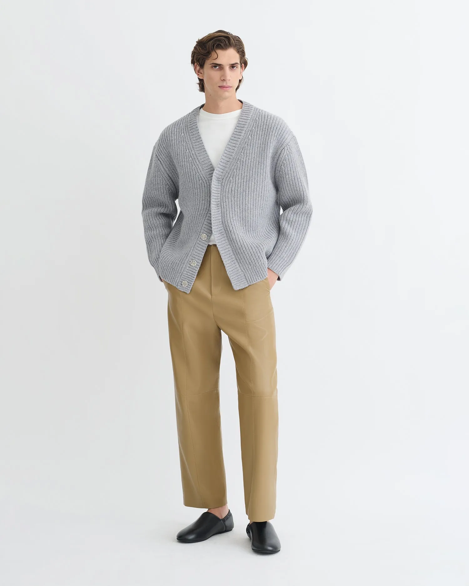 Varten - Merino and Cashmere-Blend Cardigan - Light Grey HighDensityFoam Flexible Hemline