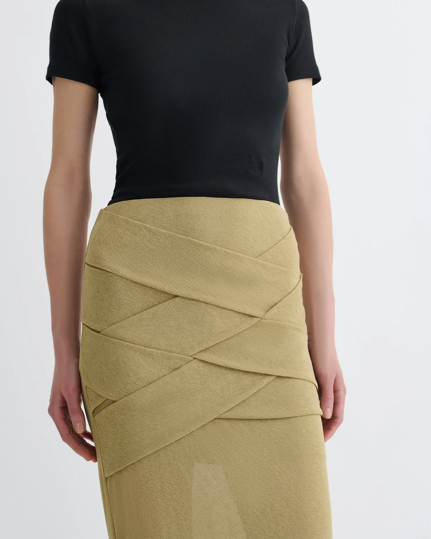 Shanda - Draped Mesh Jersey Maxi Skirt - Sand AllDayComfortFit Garment Washed Softness