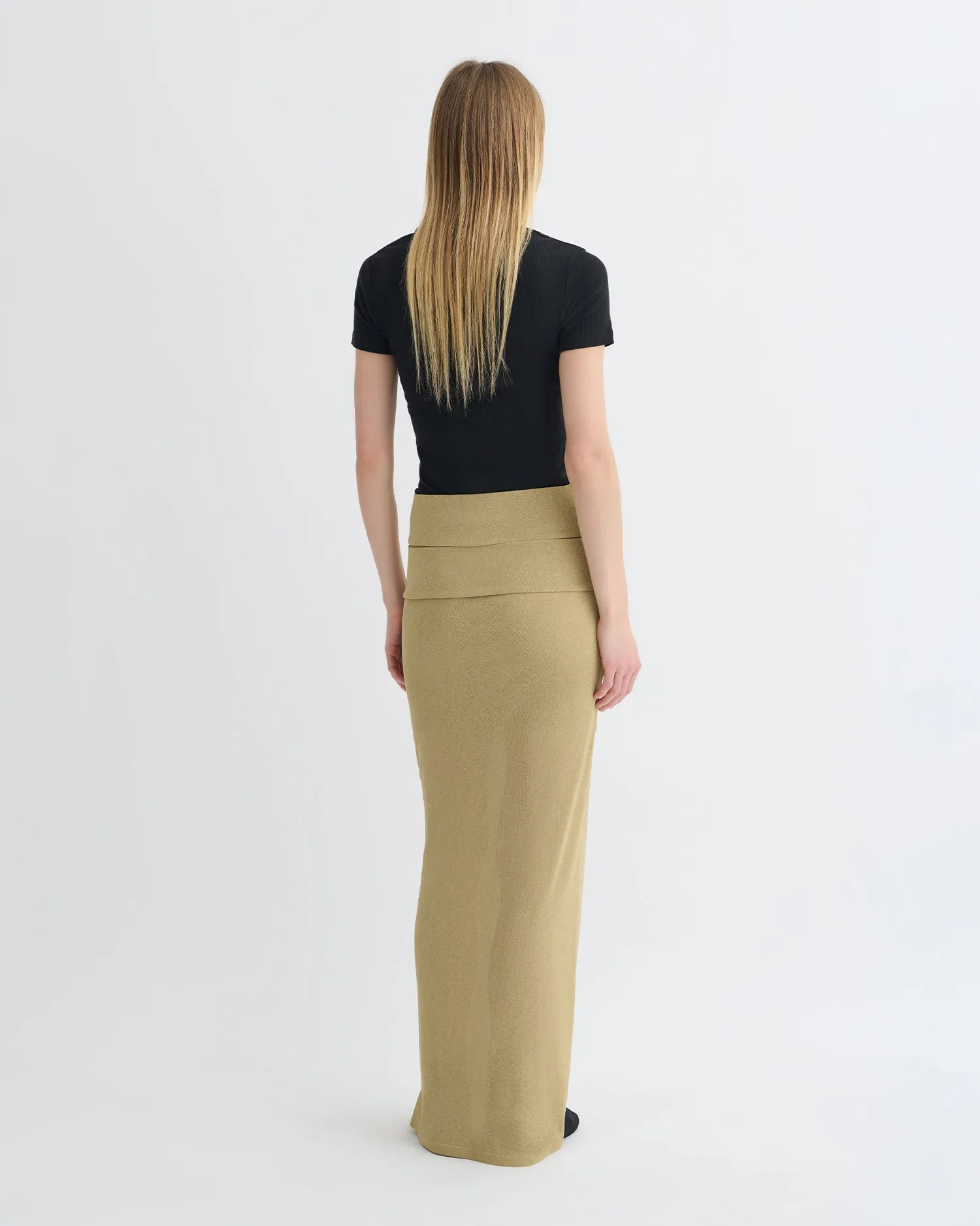 Shanda - Draped Mesh Jersey Maxi Skirt - Sand Eco Friendly Material