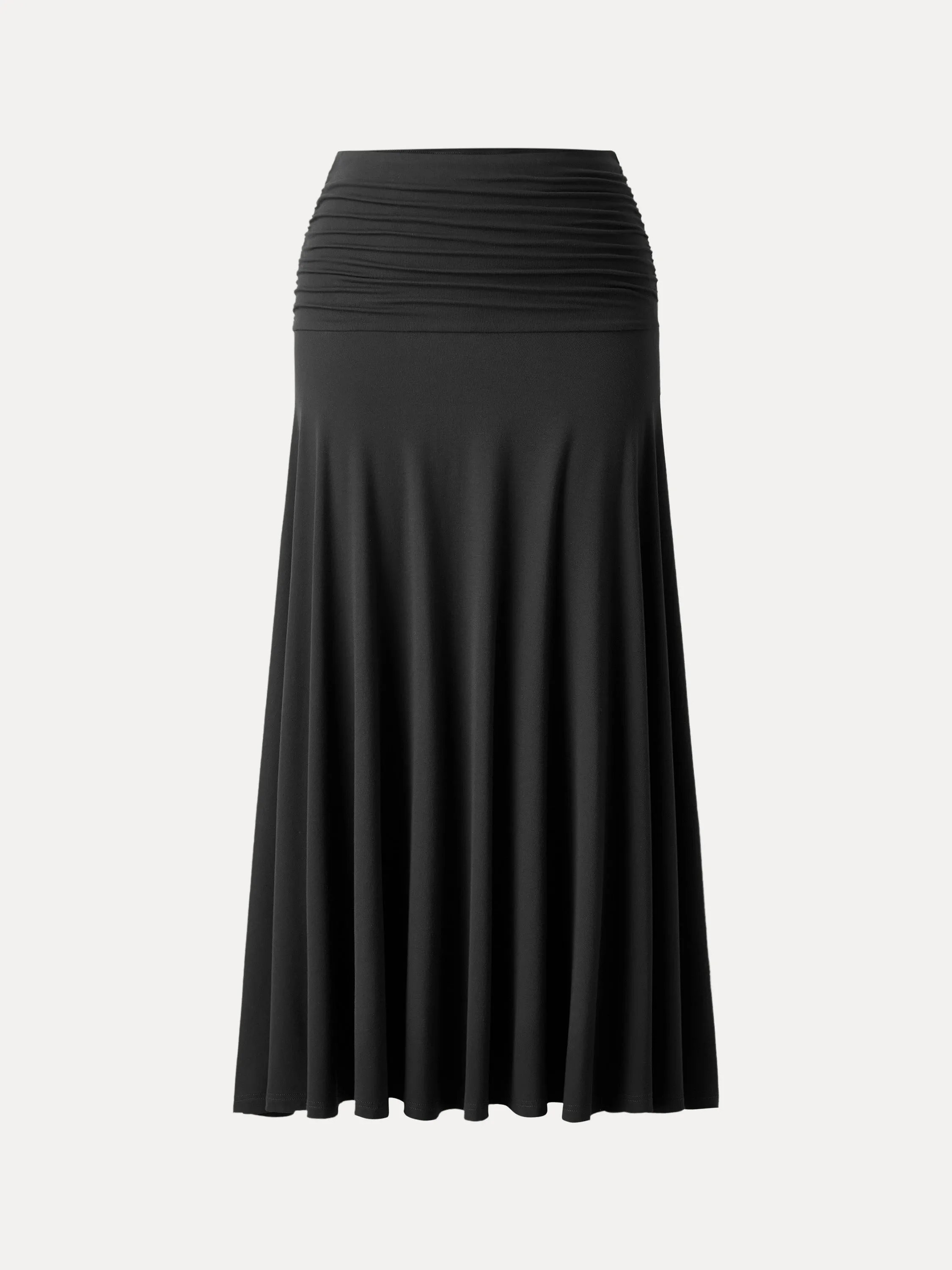 Ultrasoft Mid Rise A-line Ruched Maxi Skirt Flexible Durability Non Restrictive Fit