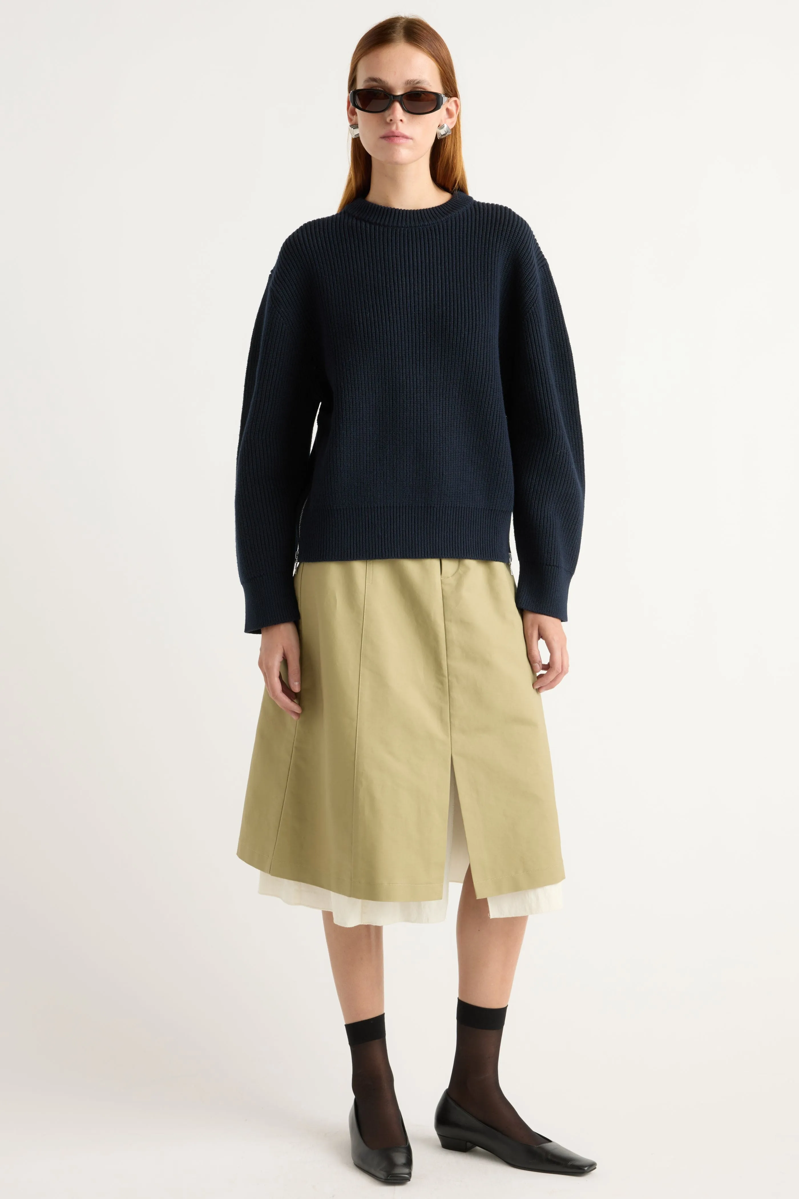 Comfort Layer Breathable Open Weave Tate Organic Cotton Side-Zip Sweater