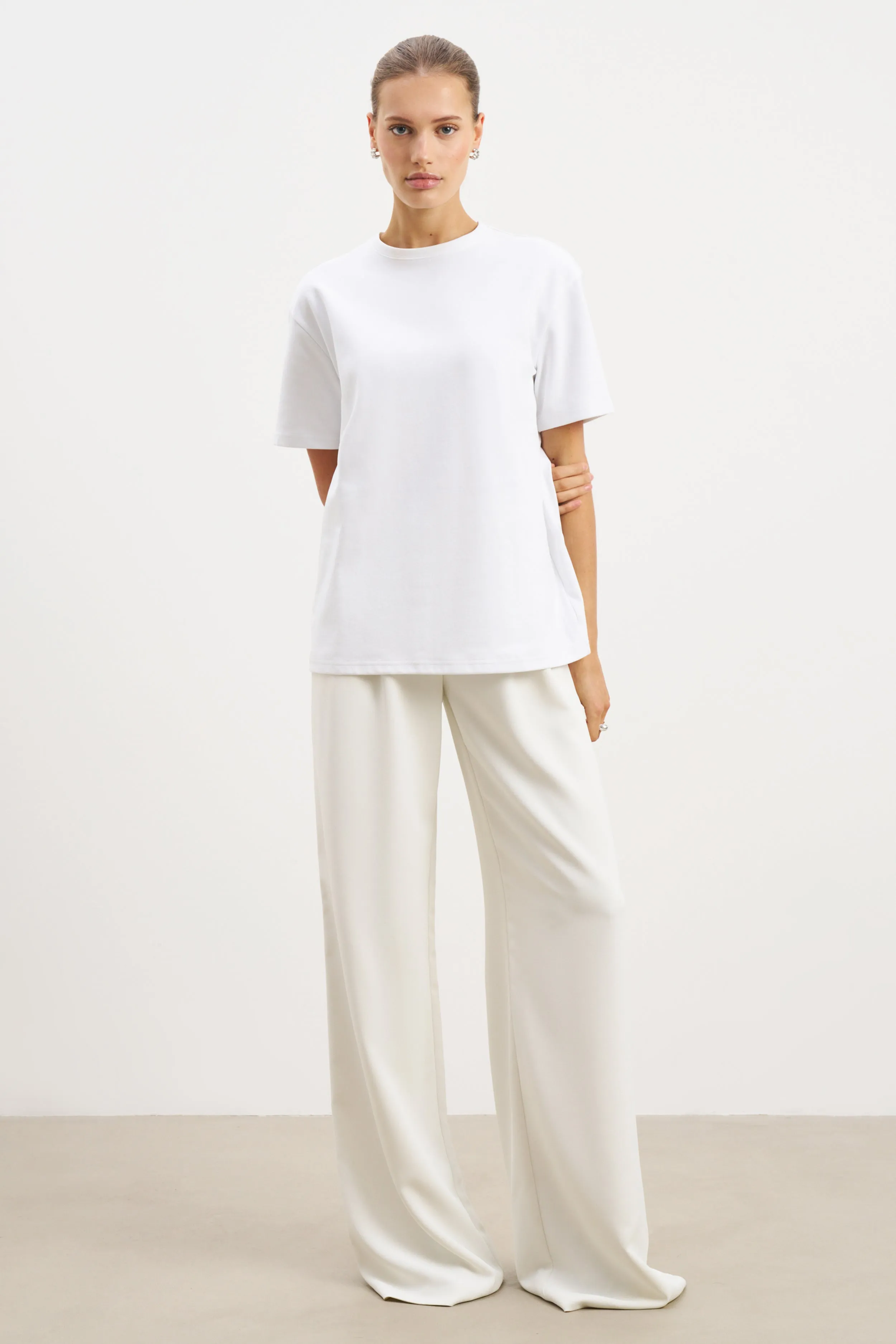 Comfy Fit Lightweight Weave Oversized T Shirt - White