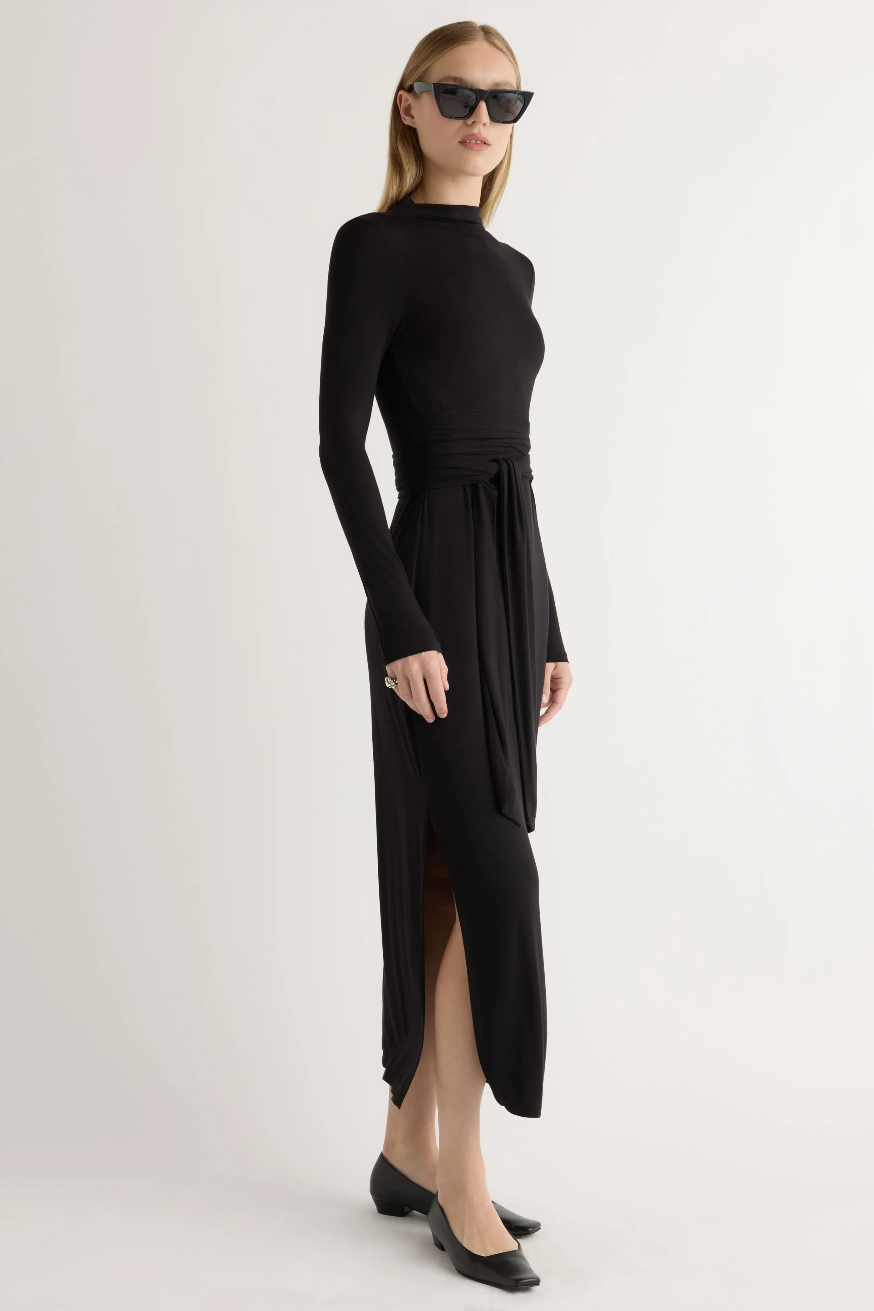 Vero Tie-Front Long-Sleeve Dress Summer Soft