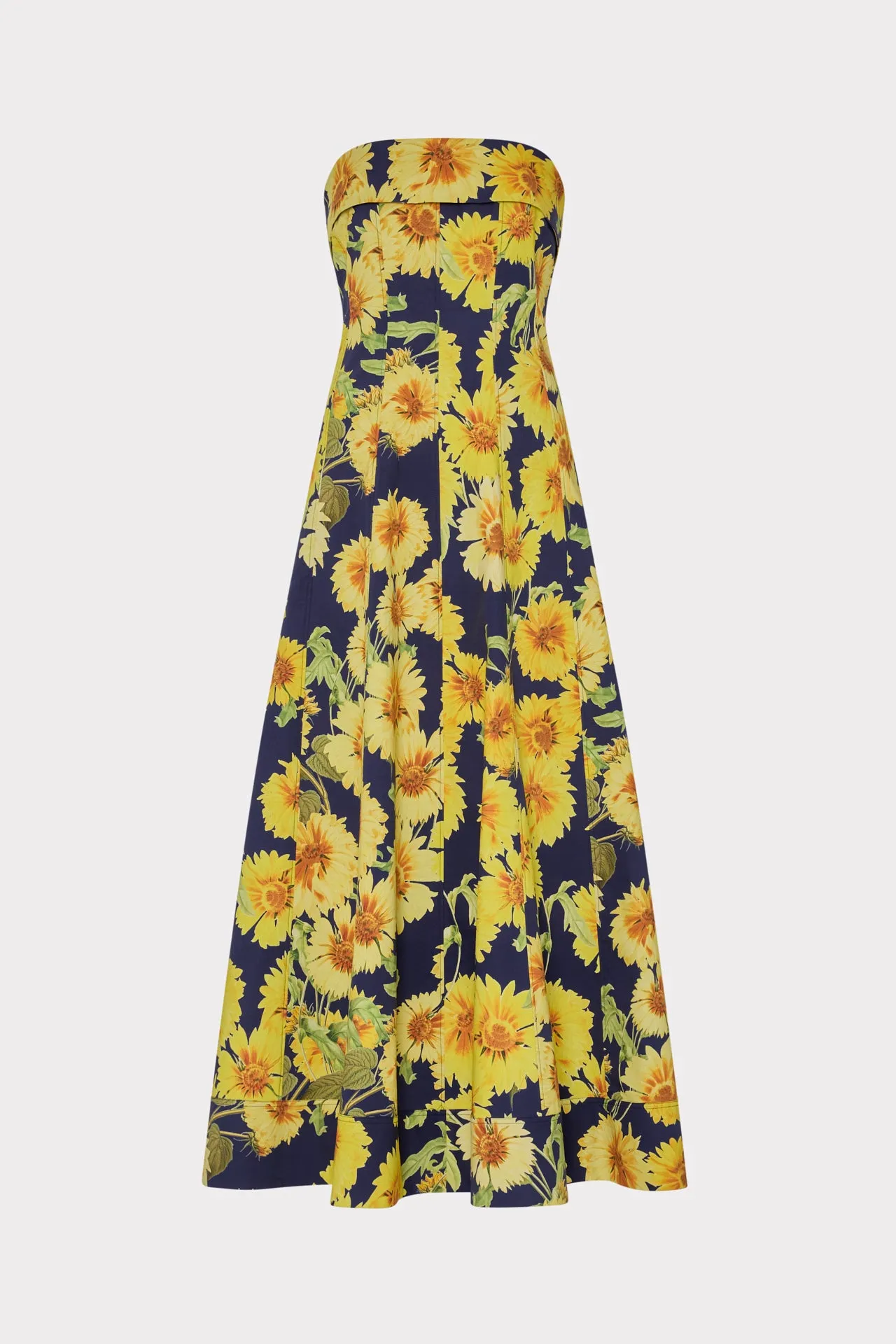 Palmer Sunflower Poplin Strapless Maxi Dress Luxe Appeal