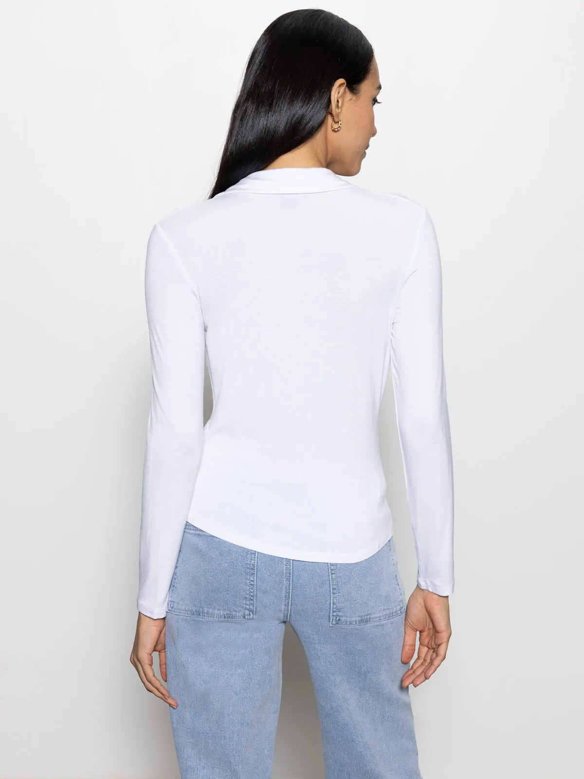 RibbedHemline Relaxed Design Dreamgirl Button Up Top White