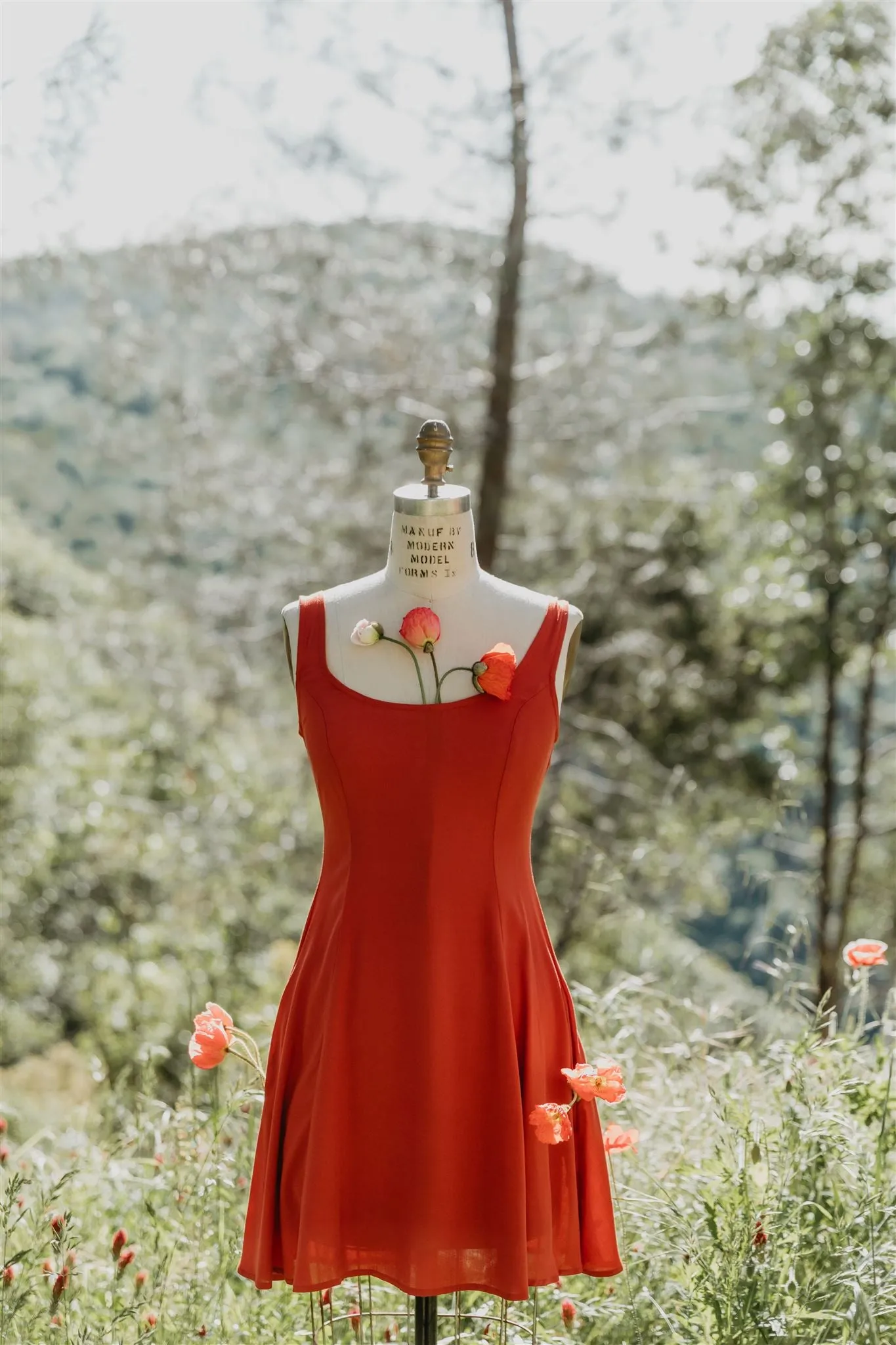 Easy Wrap Lower Hem Delana Dress in Coral Challis