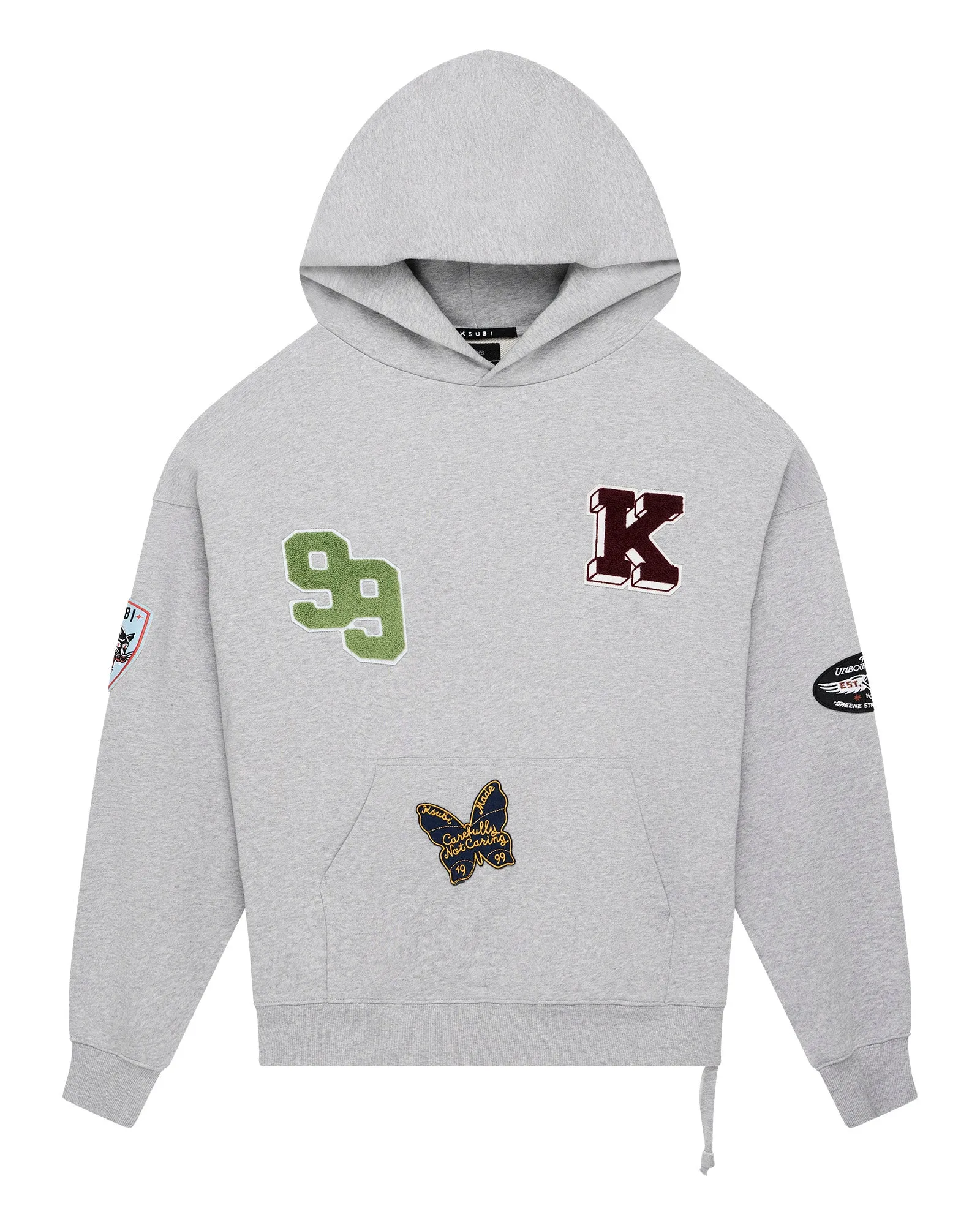 PATCHED EKCESS HOODIE GREY MARLE OEKOTEX Certified Fabric