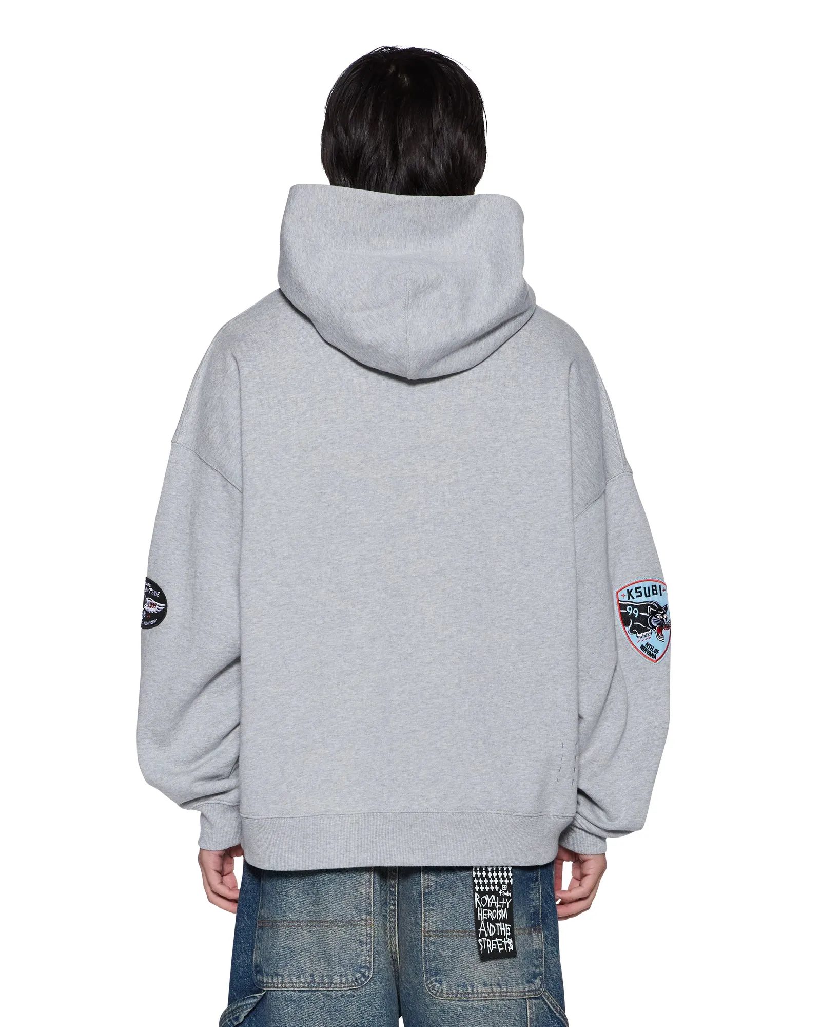 PATCHED EKCESS HOODIE GREY MARLE YarnDyedQuality